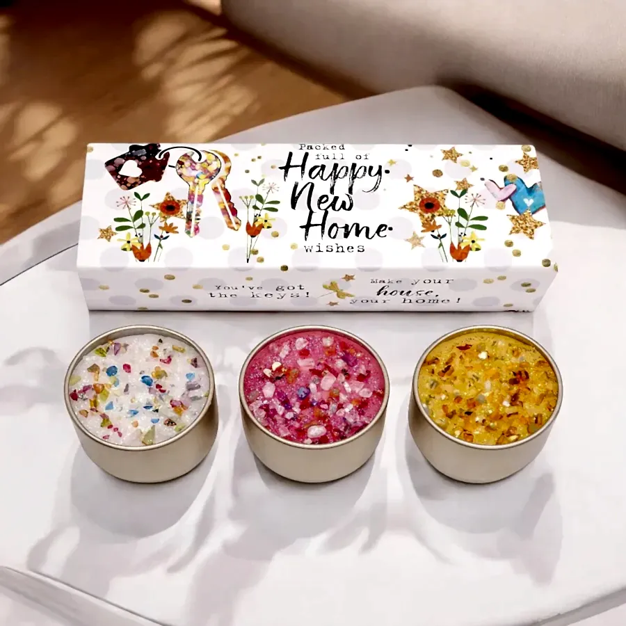 Happy New Home Candles Trio Set Plants By Post